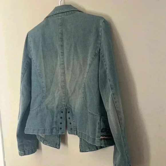[US6] Emanuel Ungaro~Denim Jacket W/Beaded  Geometric Designs - Picture 7 of 7